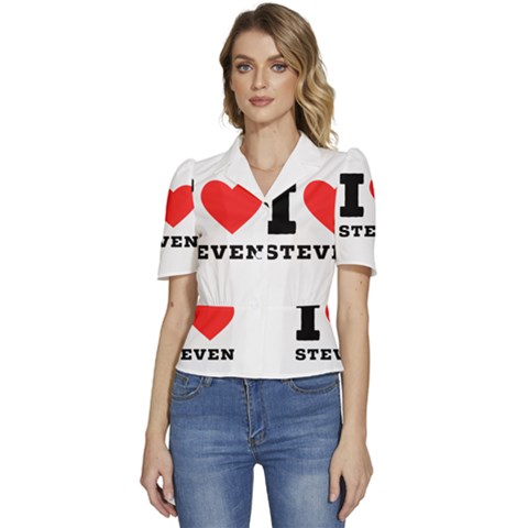 I Love Steven Puffed Short Sleeve Button Up Jacket by ilovewhateva
