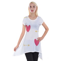 Hearts-36 Short Sleeve Side Drop Tunic by nateshop