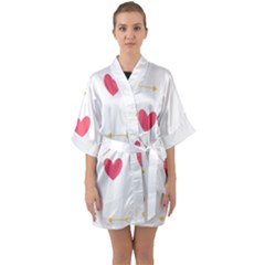 Hearts-36 Half Sleeve Satin Kimono  by nateshop