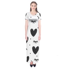 Hearts-57 Short Sleeve Maxi Dress by nateshop