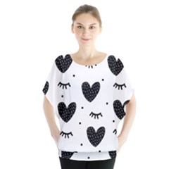 Hearts-57 Batwing Chiffon Blouse