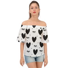 Hearts-57 Off Shoulder Short Sleeve Top by nateshop