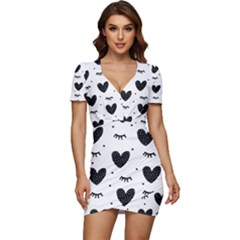 Hearts-57 Low Cut Cap Sleeve Mini Dress by nateshop