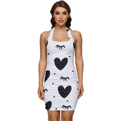 Hearts-57 Sleeveless Wide Square Neckline Ruched Bodycon Dress