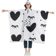 Hearts-57 Women s Hooded Rain Ponchos by nateshop