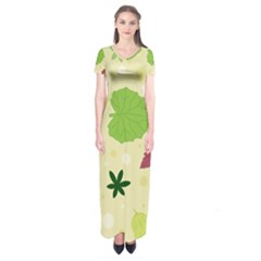 Leaves-140 Short Sleeve Maxi Dress