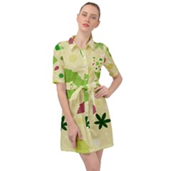 Leaves-140 Belted Shirt Dress by nateshop