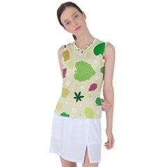 Leaves-140 Women s Sleeveless Sports Top by nateshop