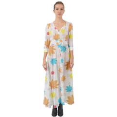 Leaves-141 Button Up Boho Maxi Dress by nateshop