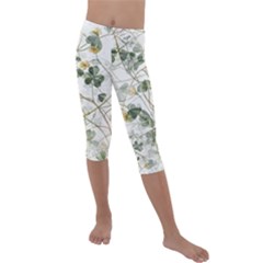 Leaves-142 Kids  Lightweight Velour Capri Leggings  by nateshop