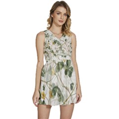 Leaves-142 Sleeveless High Waist Mini Dress by nateshop