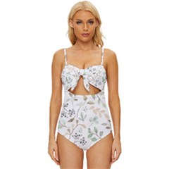 Leaves-147 Knot Front One-piece Swimsuit by nateshop