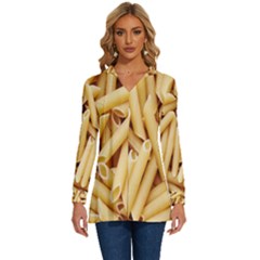 Pasta-79 Long Sleeve Drawstring Hooded Top