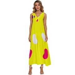 Pattern-yellow - 1 V-Neck Sleeveless Loose Fit Overalls