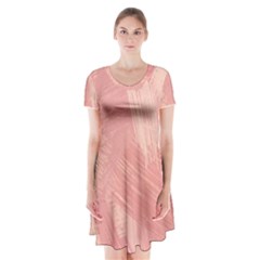 Pink-66 Short Sleeve V-neck Flare Dress by nateshop