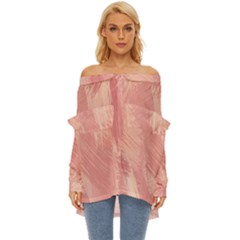 Pink-66 Off Shoulder Chiffon Pocket Shirt