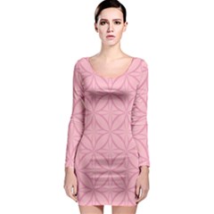 Pink-75 Long Sleeve Bodycon Dress