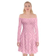 Pink-75 Off Shoulder Skater Dress