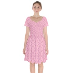 Pink-75 Short Sleeve Bardot Dress