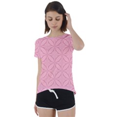 Pink-75 Short Sleeve Open Back Tee by nateshop