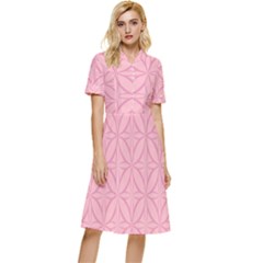 Pink-75 Button Top Knee Length Dress