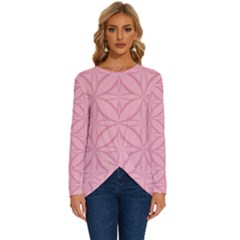 Pink-75 Long Sleeve Crew Neck Pullover Top