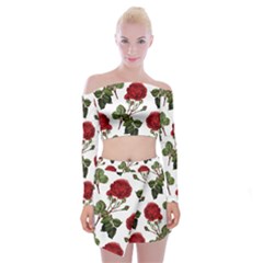 Roses-51 Off Shoulder Top With Mini Skirt Set