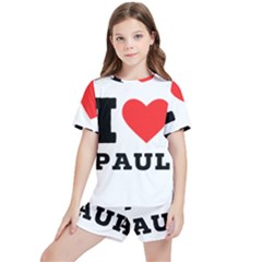 I Love Paul Kids  Tee And Sports Shorts Set by ilovewhateva