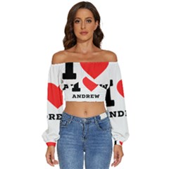 I Love Andrew Long Sleeve Crinkled Weave Crop Top by ilovewhateva