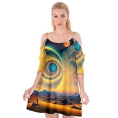 Ai Generated Surrealist Fantasy Dream Moon Space Cutout Spaghetti Strap Chiffon Dress by Jancukart