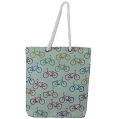 Bicycle Bikes Pattern Ride Wheel Cycle Icon Full Print Rope Handle Tote (large) by Jancukart