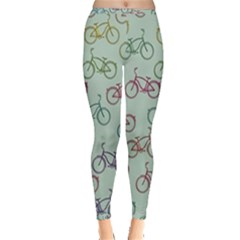 Bicycle Bikes Pattern Ride Wheel Cycle Icon Inside Out Leggings by Jancukart