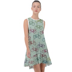 Bicycle Bikes Pattern Ride Wheel Cycle Icon Frill Swing Dress by Jancukart