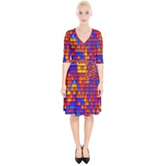 Geometric Pattern Colorful Fluorescent Background Wrap Up Cocktail Dress by Jancukart