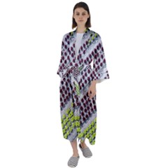 Field Agriculture Farm Stripes Diagonal Pattern Maxi Satin Kimono