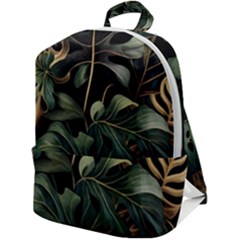 Tropical Leaves Leaf Foliage Monstera Nature Home Zip Up Backpack by Jancukart