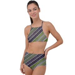 Field Agriculture Farm Stripes Diagonal High Waist Tankini Set by Jancukart