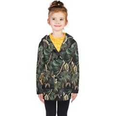 Tropical Leaves Foliage Monstera Nature Home Pattern Kids  Double Breasted Button Coat