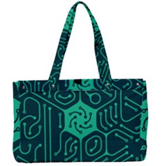 Circuit Hexagonal Geometric Pattern Background Green Canvas Work Bag by Jancukart