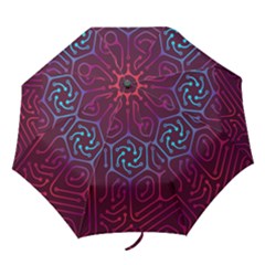 Circuit Hexagonal Geometric Pattern Background Purple Folding Umbrellas by Jancukart