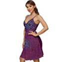 Circuit Hexagonal Geometric Pattern Background Purple V-Neck Pocket Summer Dress  View3