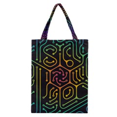 Circuit Hexagonal Geometric Pattern Background Pattern Classic Tote Bag by Jancukart