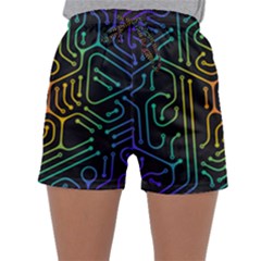 Circuit Hexagonal Geometric Pattern Background Pattern Sleepwear Shorts by Jancukart