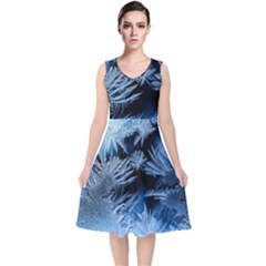 Pattern Frosty Frost Glass V-neck Midi Sleeveless Dress  by Jancukart