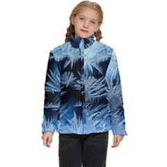 Pattern Frosty Frost Glass Kids  Puffer Bubble Jacket Coat