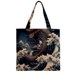 Sea Dragon Kanagawa Sea Monster Zipper Grocery Tote Bag by Jancukart