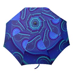 Spiral Shape Blue Abstract Folding Umbrellas by Jancukart