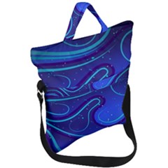 Spiral Shape Blue Abstract Fold Over Handle Tote Bag by Jancukart