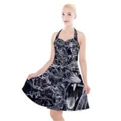 Lion Furious Abstract Desing Furious Halter Party Swing Dress  by Jancukart