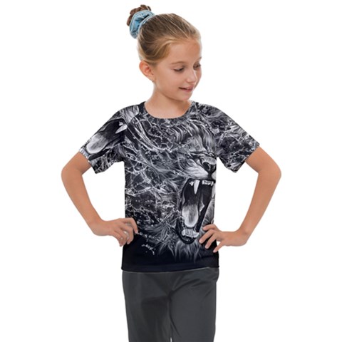 Lion Furious Abstract Desing Furious Kids  Mesh Piece Tee by Jancukart